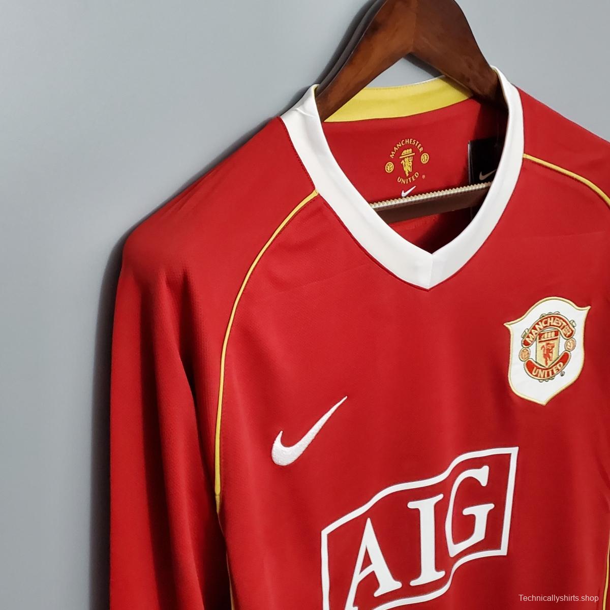 Retro 06/07 Manchester United Long sleeve home Soccer Jersey