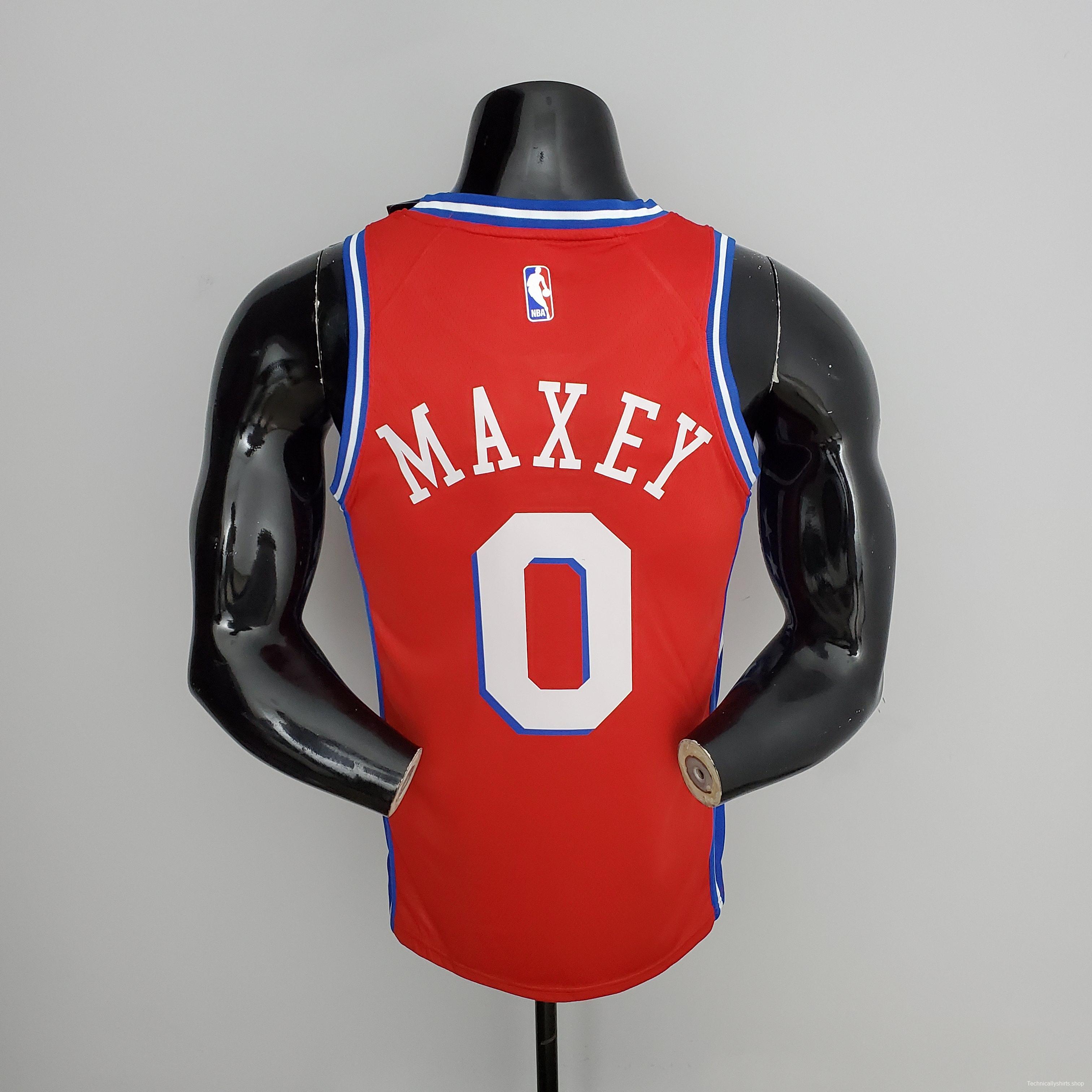 2021 MAXEY#0 76ers Jordan Themed Red NBA Jersey