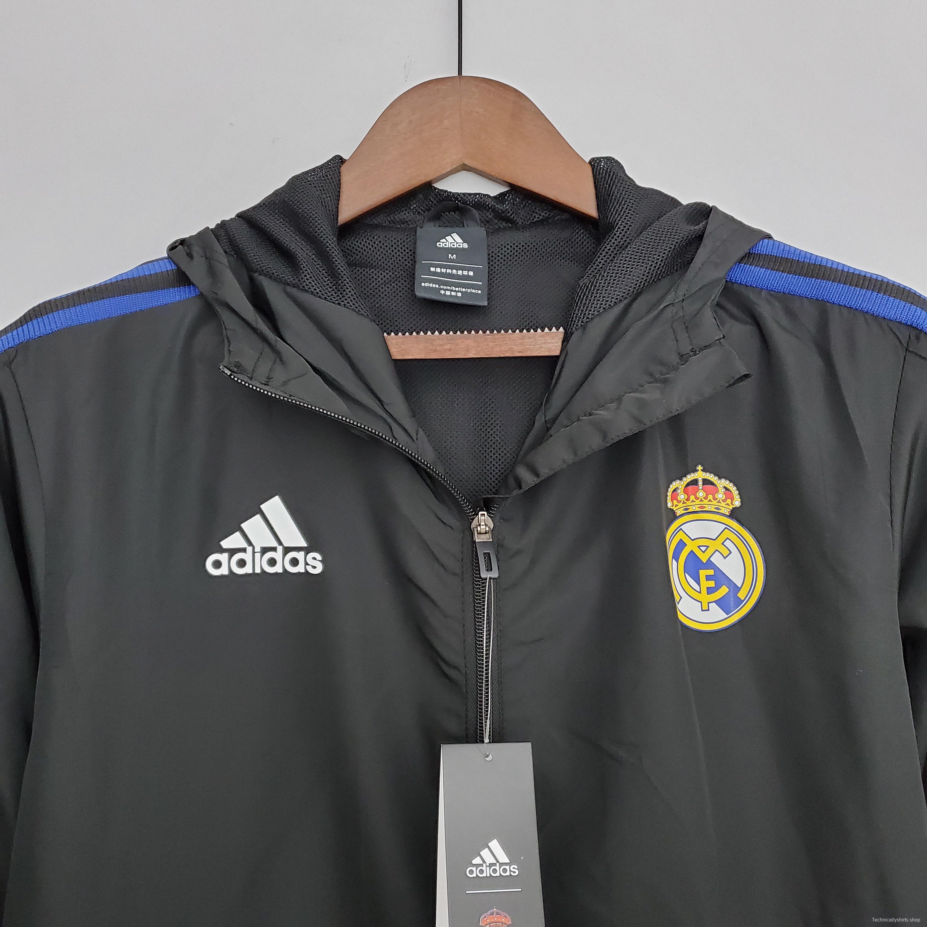 2022 Real Madrid Windbreaker Black Soccer Jersey