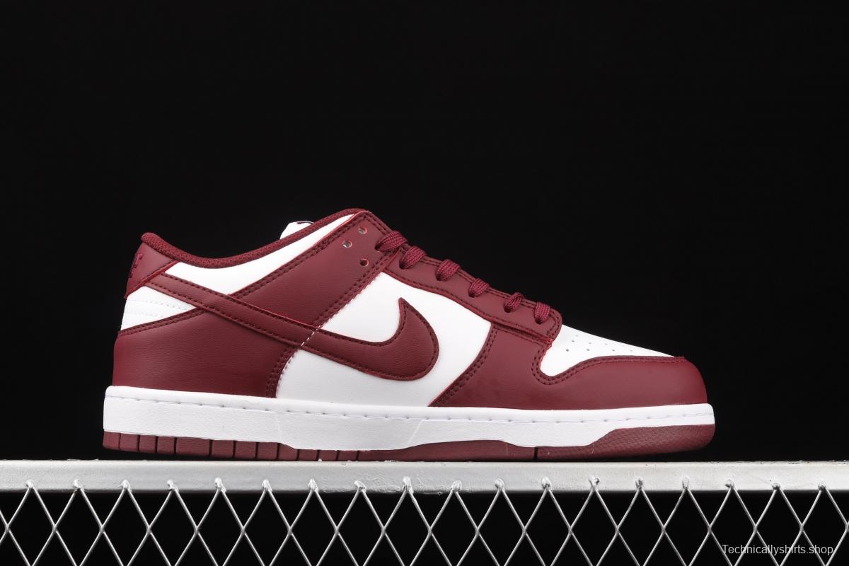 NIKE SB DUNK Low Prm wine red and white color SB buckle rebound fashion leisure board shoes DD1503-108