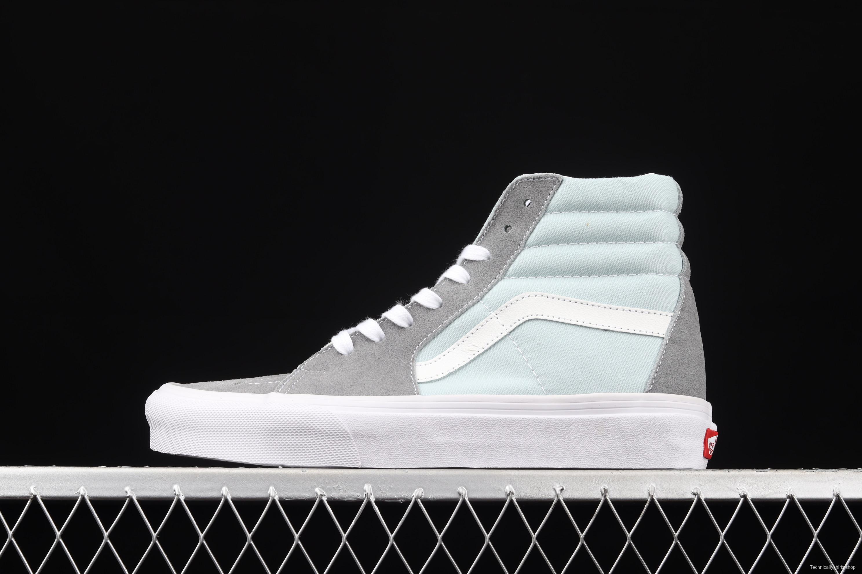 Vans Sk8-Hi gray and blue color side stripes high-top sports shoes VN0A32QG4FY