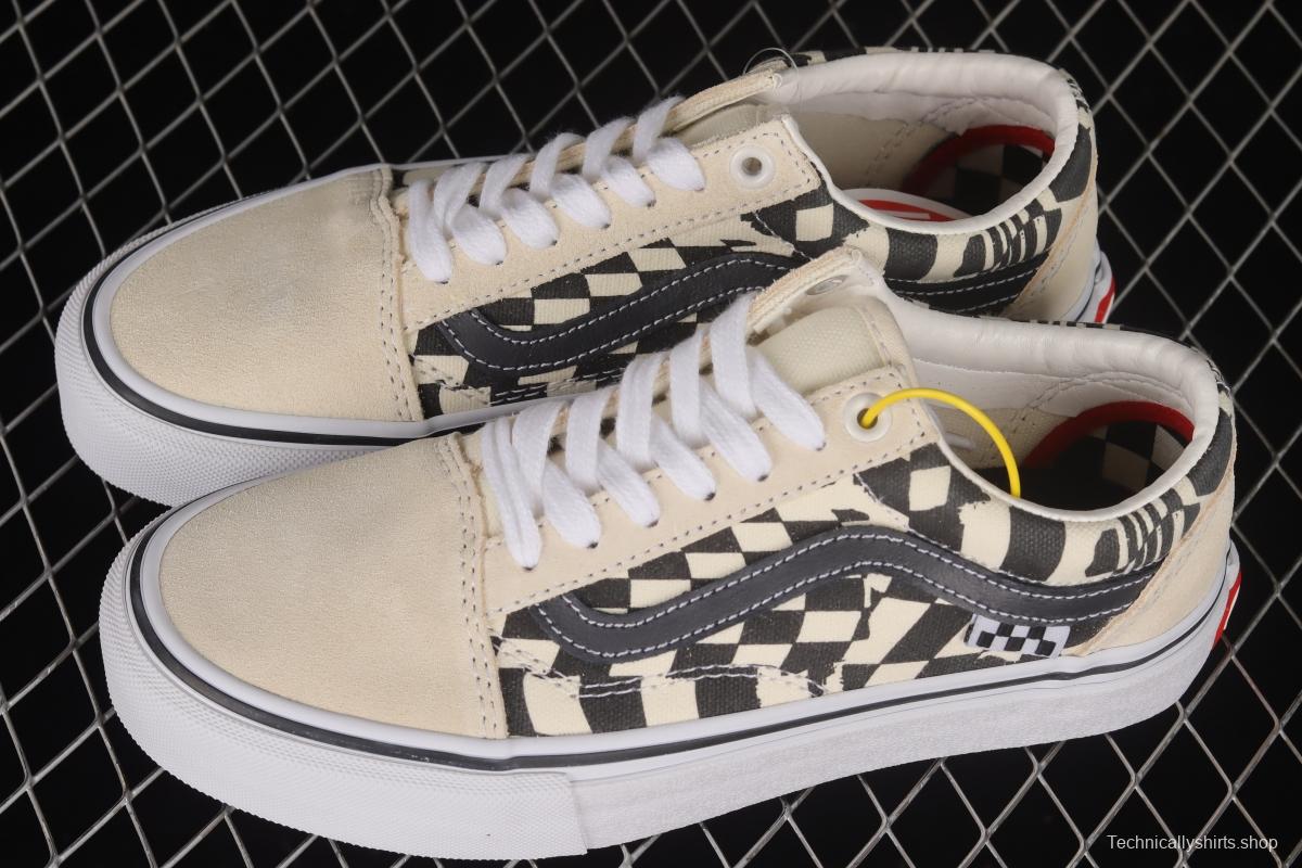 Vans OId Skool black and white checkerboard side stripe low-top professional skateboard shoes VN0A5FCB9CU