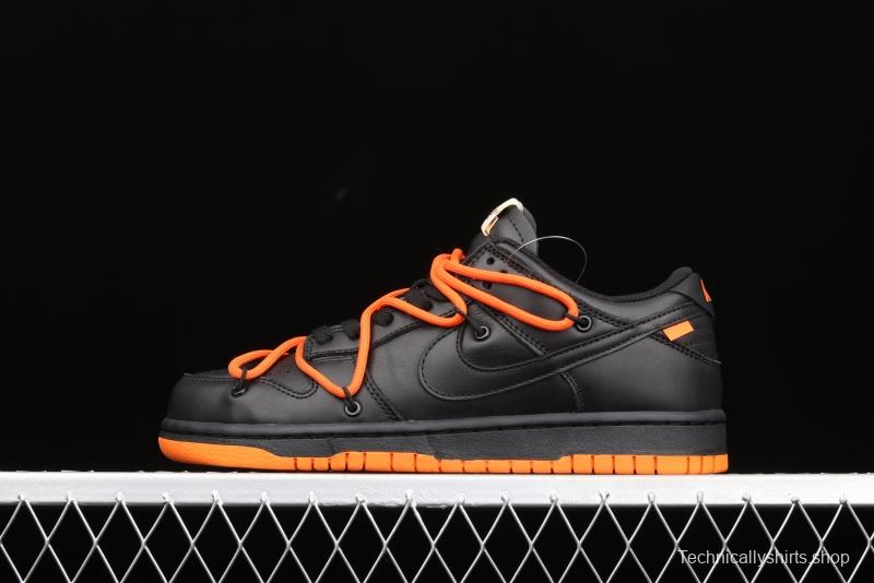 OFF-White x Futura x Nike DUNK Low Black Orange Tripartite name Black Orange Deconstruction Board shoes CT0856-005X