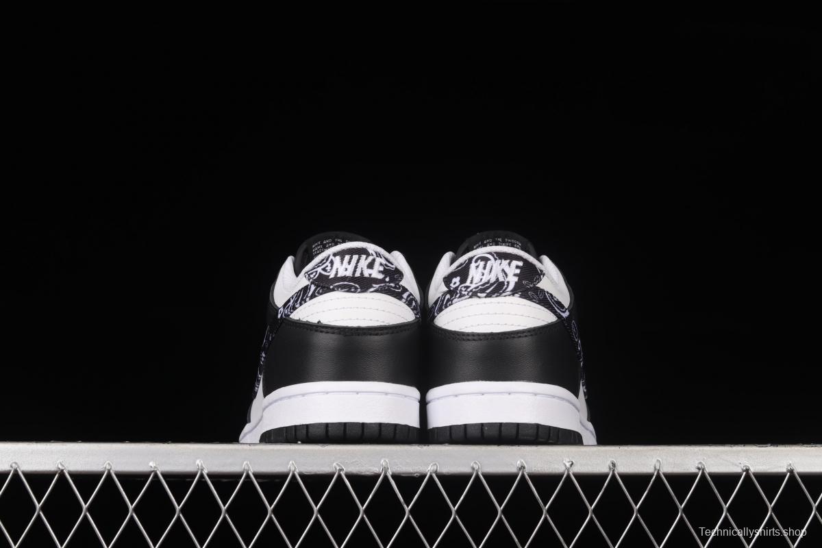 NIKE SB DUNK Low Black Paisley black and white cashew flower SB rebound fashion casual board shoes DH4401-100