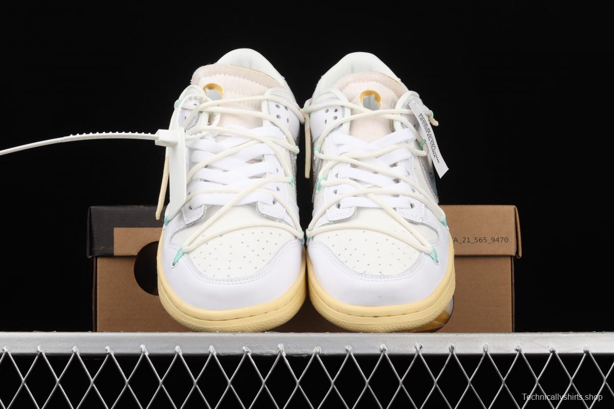 OFF-White x NIKE DUNK Low 04 of 50 OW white gray leisure sports skateboard shoes DM1602-127,