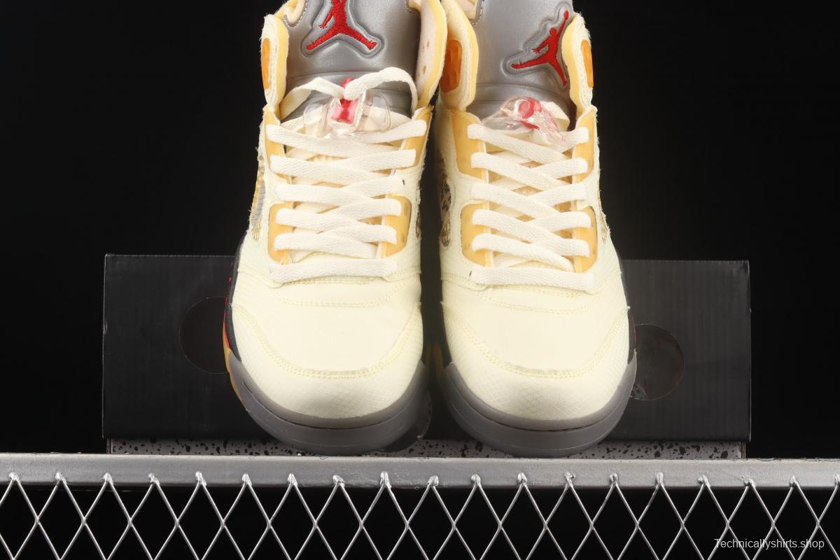 OFF-White x Air Jordan 5 White Sail Golden Cicada Wings DH8565-100