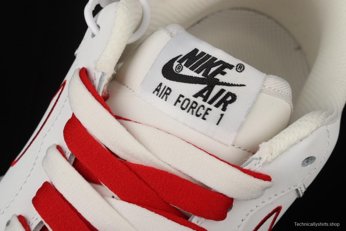 NIKE Air Force 1x07 Low rice white red electric embroidery hook low-top casual board shoes CL6326-108