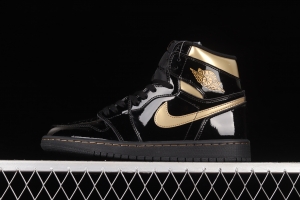 Air Jordan 1 High OG Metallic Gold black gold lacquered leather 555088-032