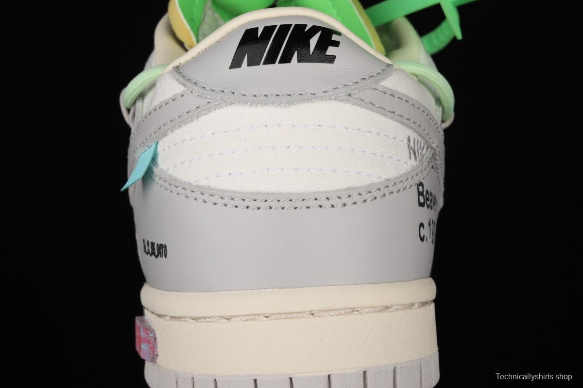 OFF-White x NIKE DUNK Low 04 of 50 OW white gray leisure sports skateboard shoes DM1602-108