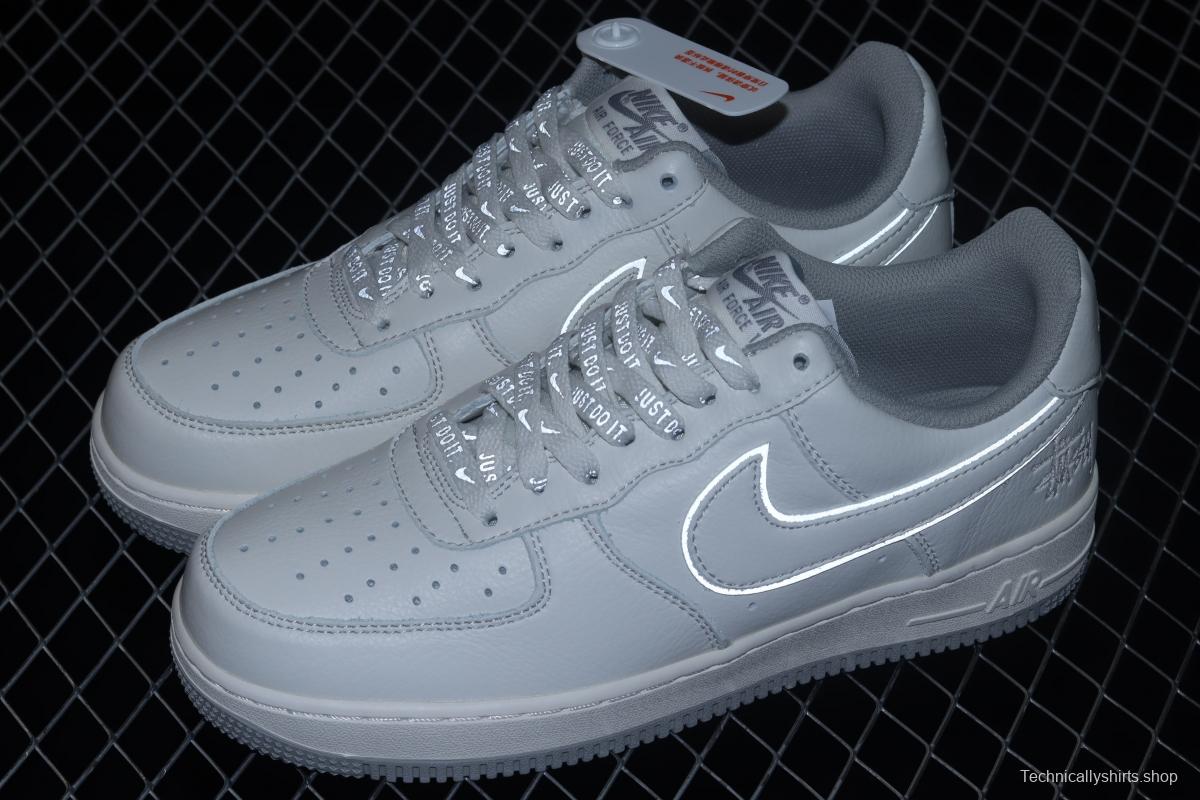 Stussy x NIKE Air Force 11607 Low Stussy co-named rice gray reflective low-top casual board shoes UN1815-802