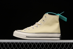 Converse 70s spring new color environmental protection cream yellow high top leisure board shoes 170795C