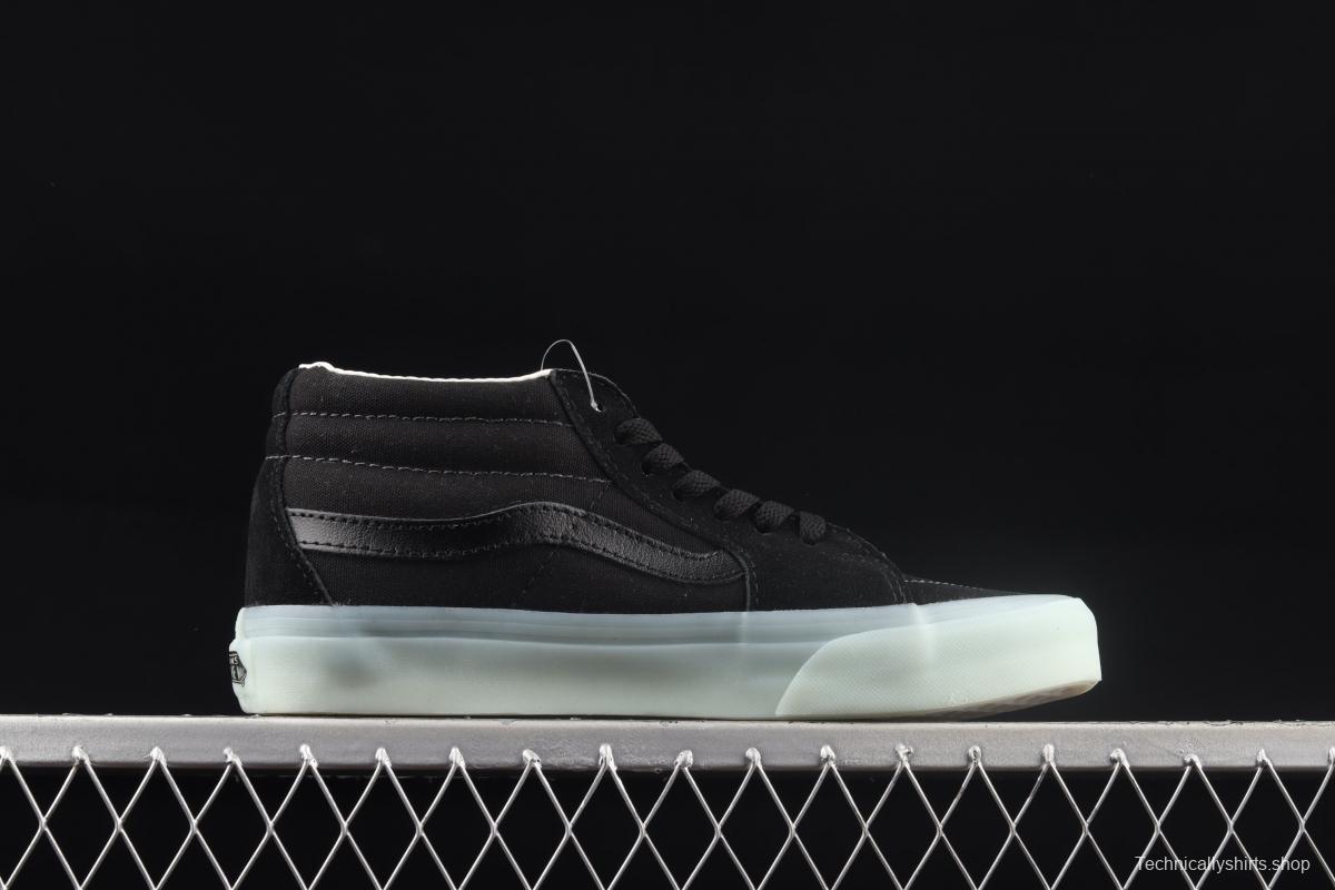 Vans Sk8-Mid 's new cool-feeling transparent glass glue black Zhongbang board shoes VN0A3WM3ABC