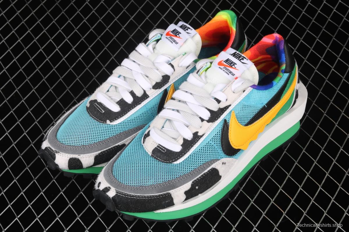 Ben & Jerry's x Sacai x NIKE LVD Waffle Daybreak co-signed catwalk style double hook Swoosh running shoes CN8899-006