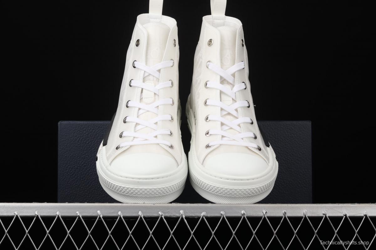 Authentic Dior B23 Oblique High Top Sneakers Dior CD ghosting high upper board shoes 3SH118YJR 063 White