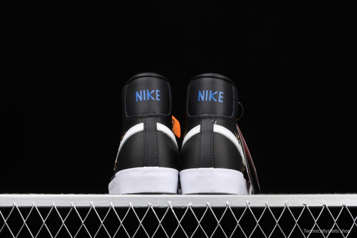 NIKE Blazer Mid'77 SE Chrome Luxe black-and-white gold standard Trail Blazers high-top casual board shoes CZ4627-001