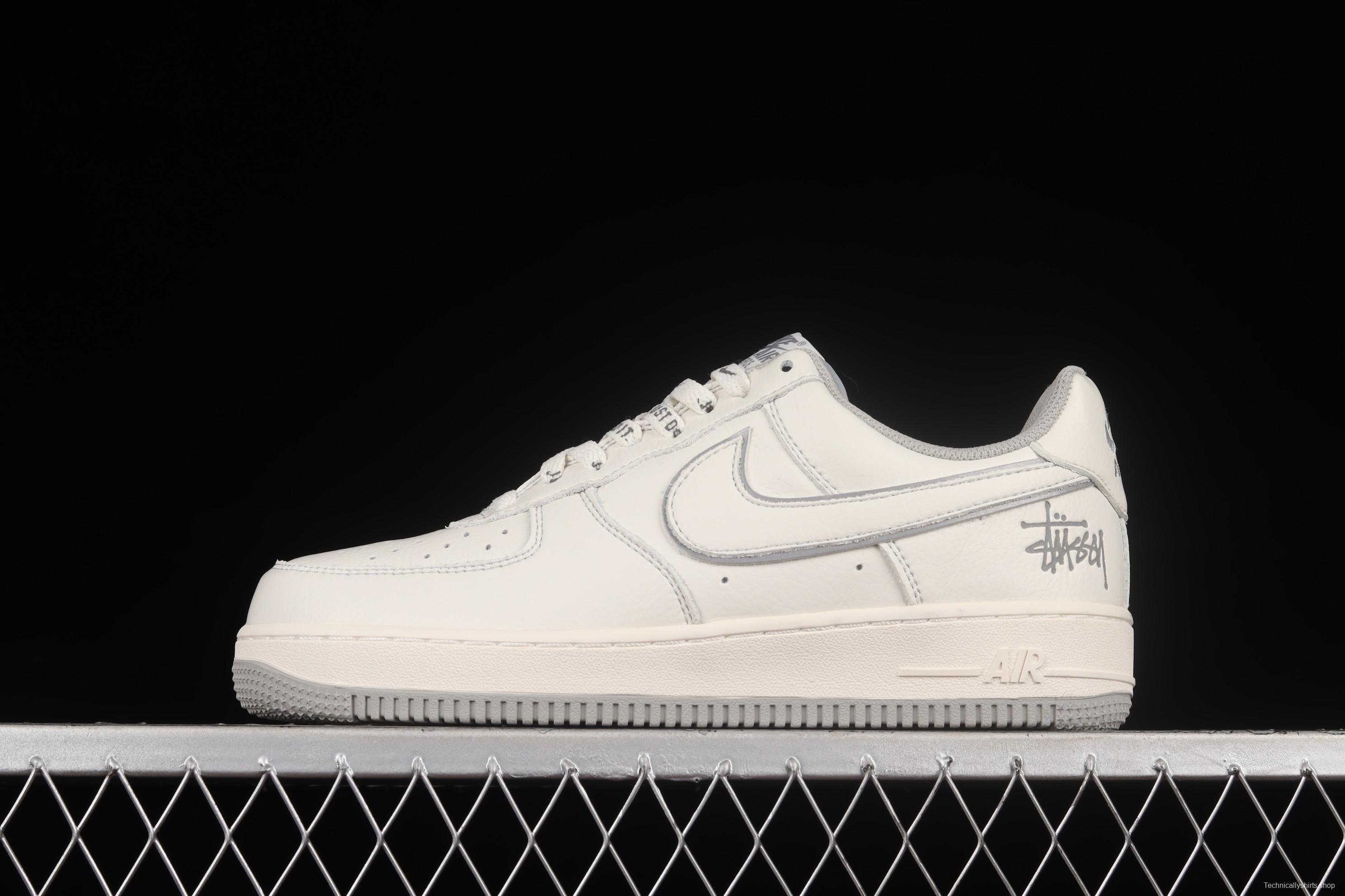 Stussy x NIKE Air Force 11607 Low Stussy co-named rice gray reflective low-top casual board shoes UN1815-802