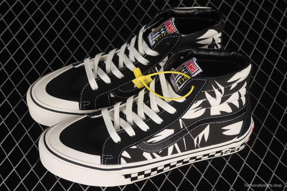 Vans Sk8-Hi Anaheim checkerboard black and white maple leaf print high-top casual shoes VN0A4VHE9Z9