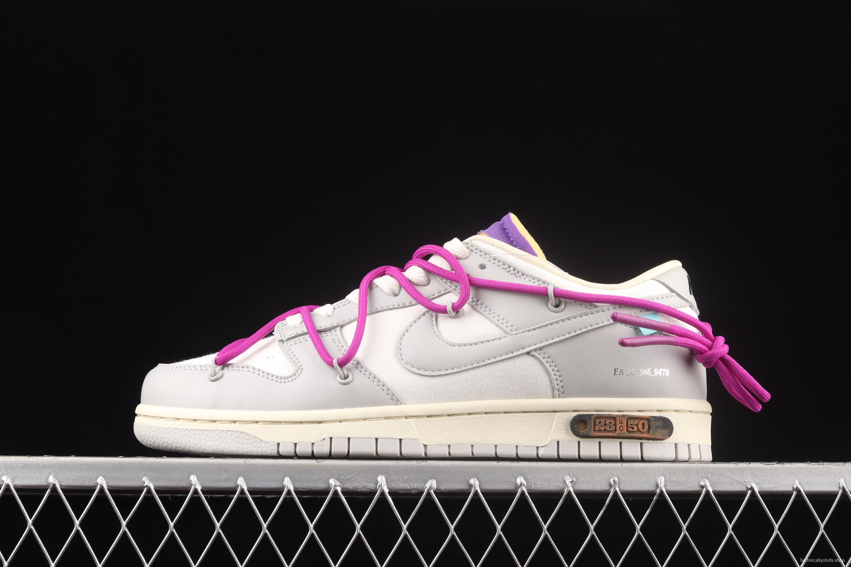 OFF-White x NIKE DUNK Low OW white gray leisure sports skateboard shoes DM1602-111,