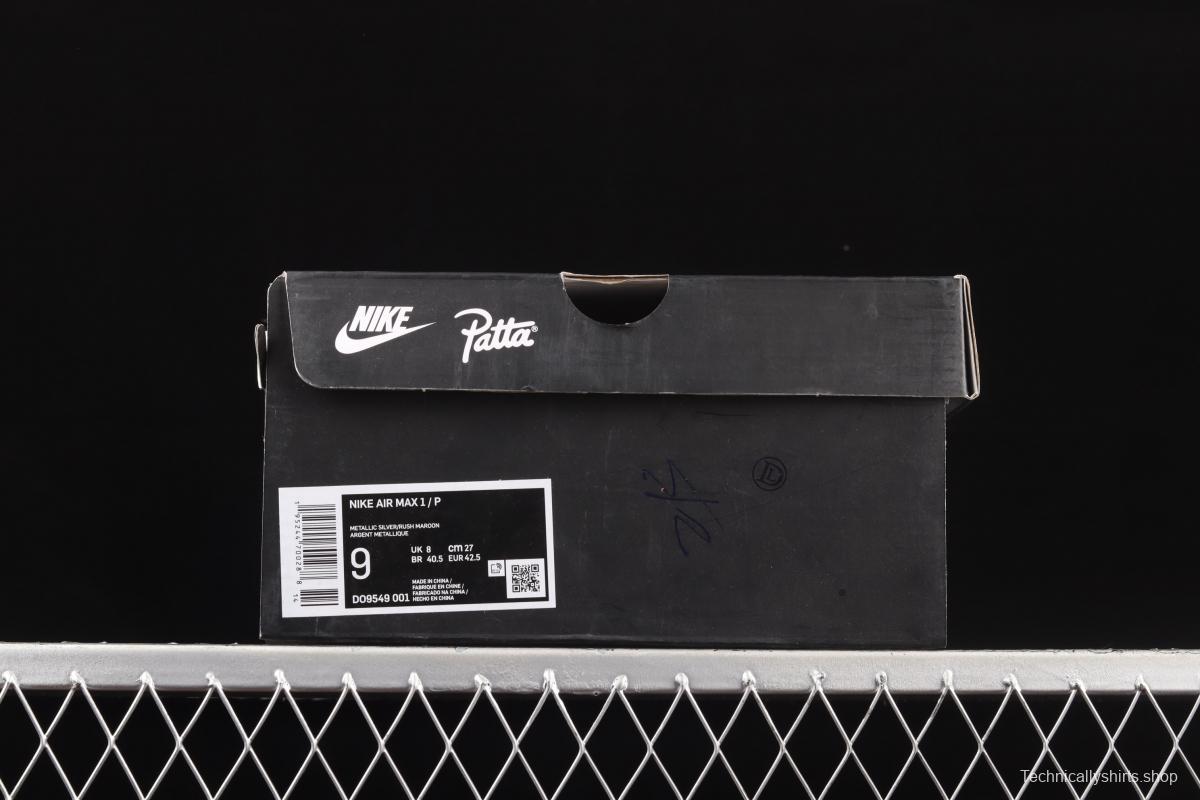 Patta x Nike Air Max 1 joint style half-palm air cushion retro running shoes DO9549-001