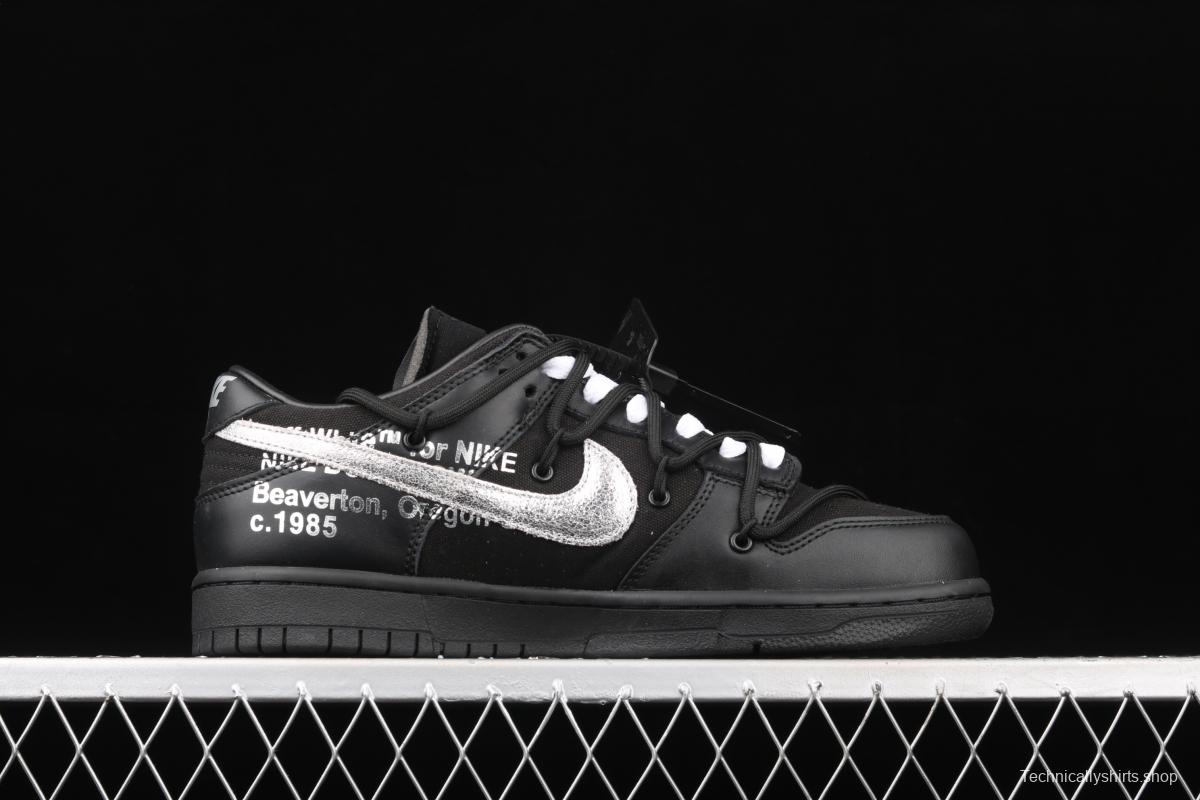 OFF-White x NIKE DUNK Low 04 of 50 OW all black casual sports skateboard shoes DM1602-001