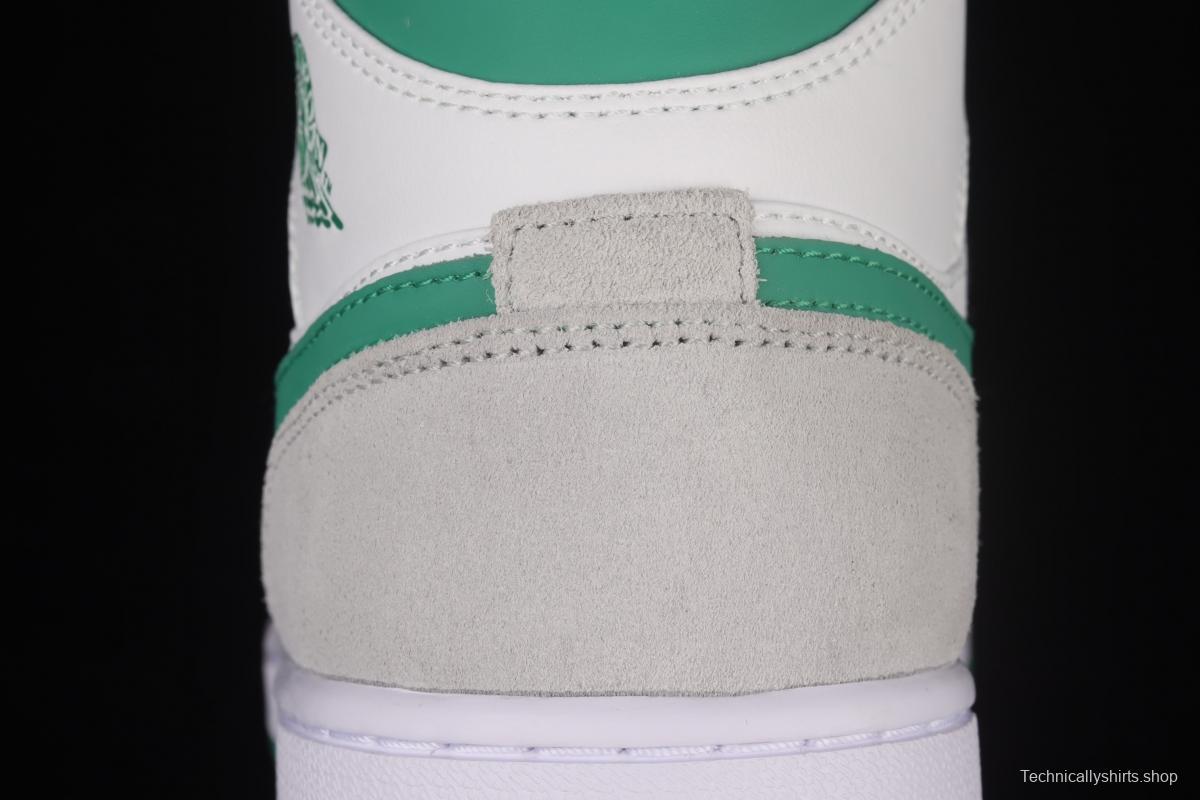 Air Jordan 1 Mid white, gray and green medium top basketball shoes DC7294-103