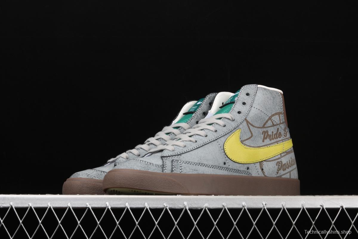 NIKE Blazer Mid'77 Motivation Limited Edition SB Gray Yellow Leisure Board shoes CW6016-100