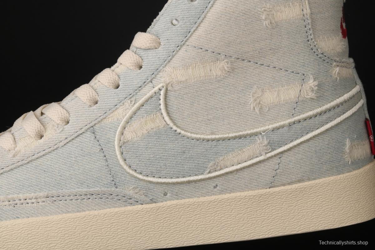 Levi's Strauss x NIKE Blazer Mid Retro Trail Blazers hole-breaking jeans AV9375-007 leisure sports board shoes