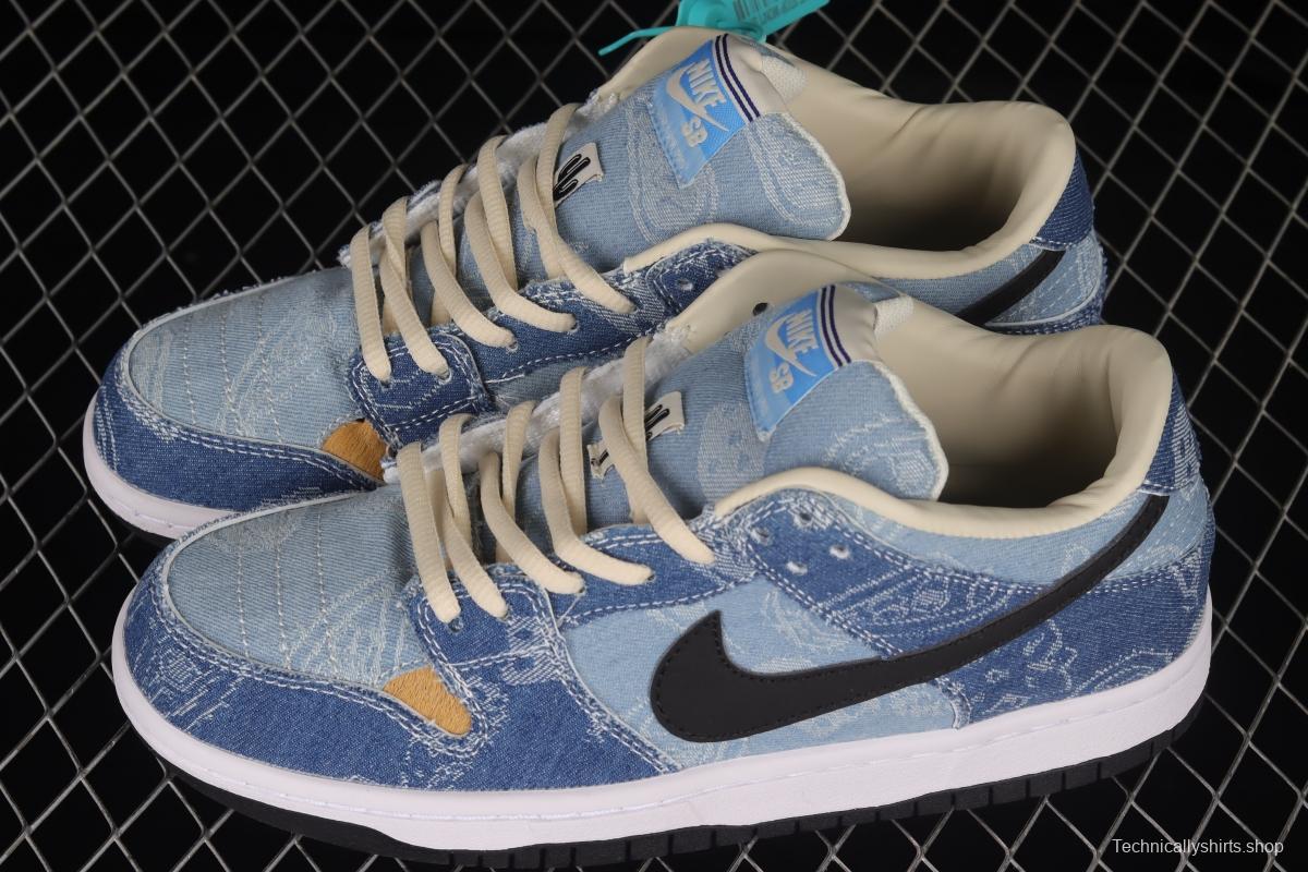 Circlecustom x NIKE DUNK Low co-branded custom cashew denim low-top skateboard shoes BQ6817-168