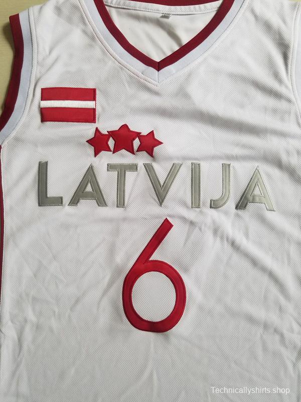 Kristaps Porzingis 6 Latvija White Basketball Jersey