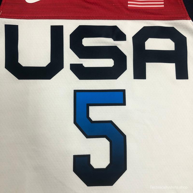 Thai Version Men's Zach LaVine White USA Basketball Player Jersey