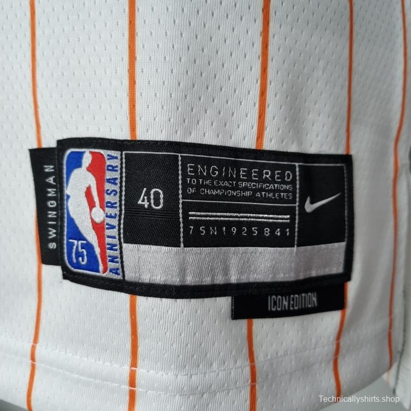 75th Anniversary Orlando Magic McGrady #1 White And Orange NBA Jersey