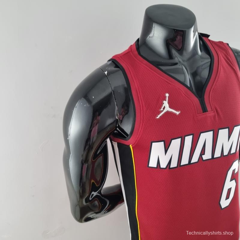 75th Anniversary Miami Heat Jordan JAMES #6 Burgundy NBA Jersey