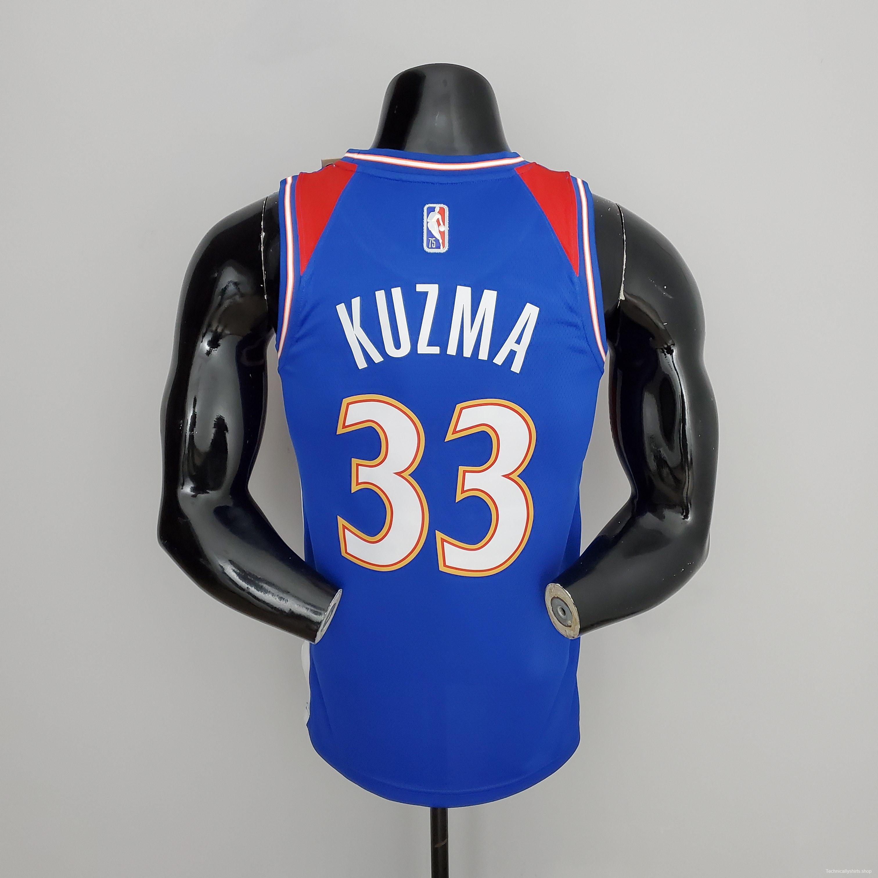 2022 Season Washington Wizards Kuzma #33 Talent City Edition Blue Red NBA Jersey