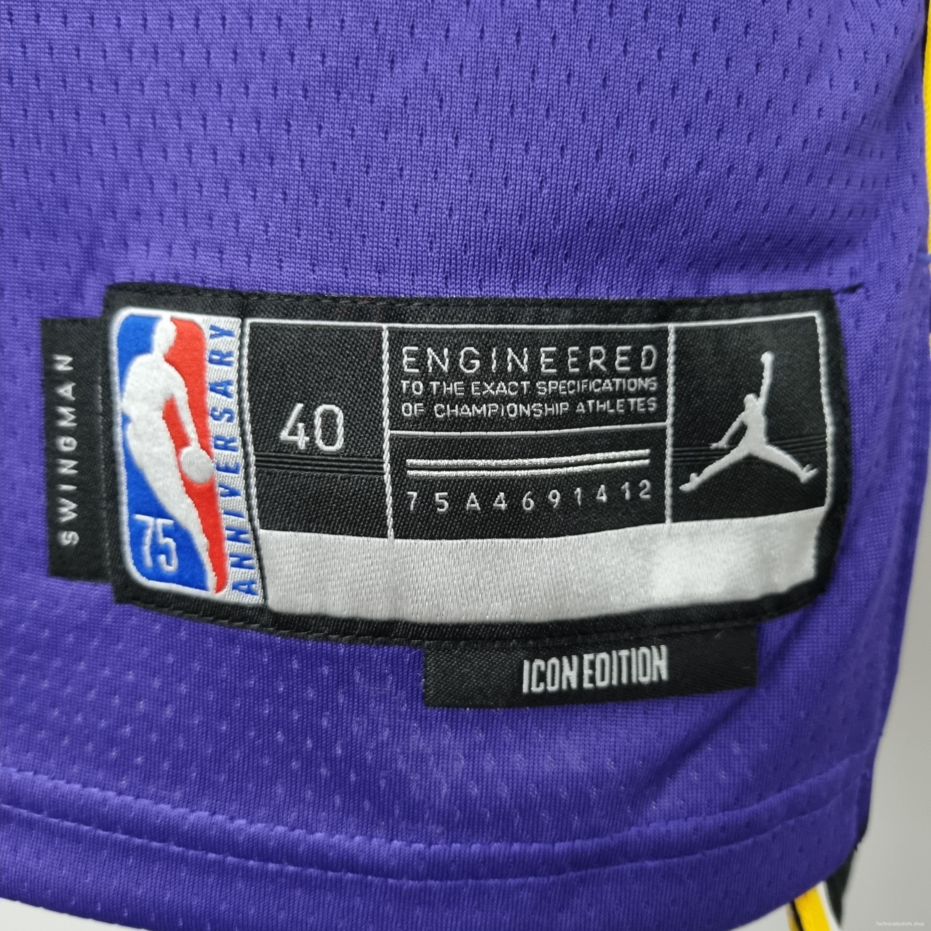 75th Anniversary Anthony #7 Los Angeles Lakers Jordan Purple NBA Jersey