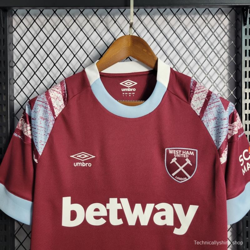 22/23 West Ham Home Soccer Jersey