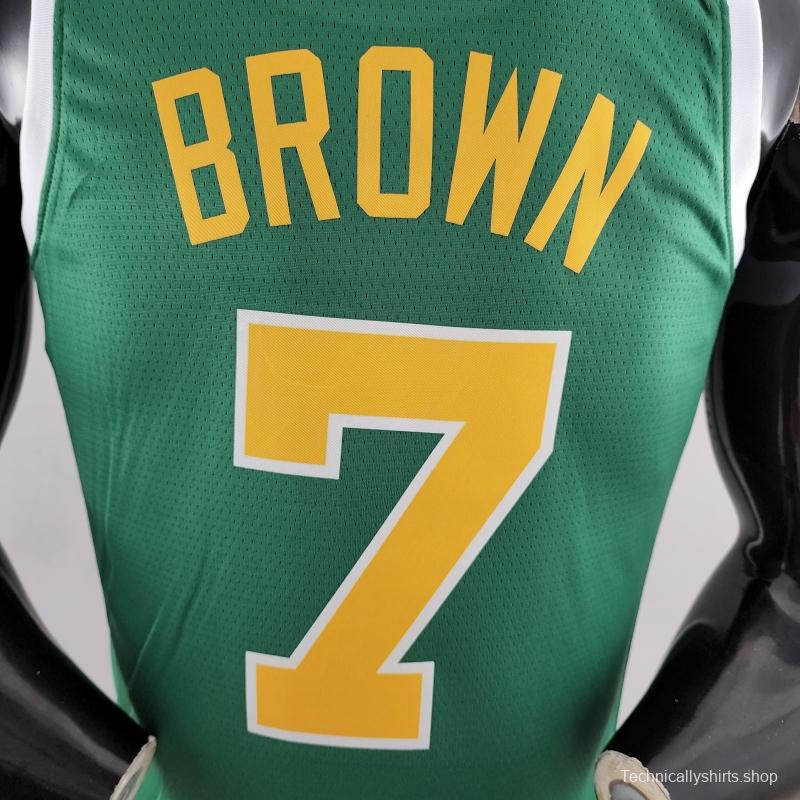 Boston Celtics BROWN#7 Green Gold NBA Jersey