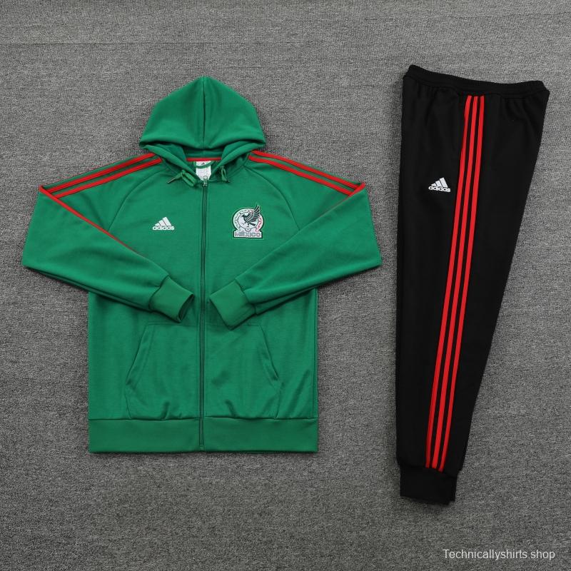 2022 Mexico Green Hoodie Full Zipper Tracksuit