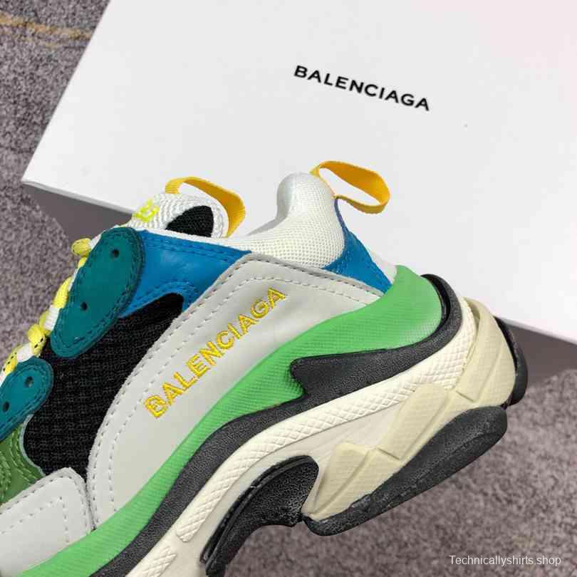 Men Balenciaga Triple-S Sneaker Multi-Color Green/Grey/Blue