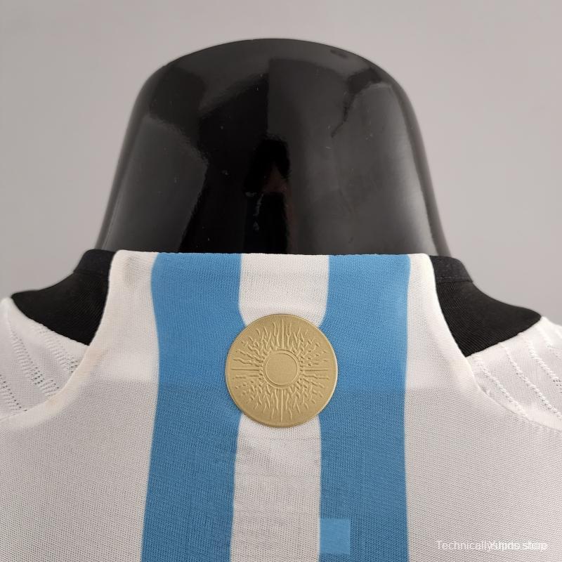 Player Version 2 Stars Argentina Home Final Match Jersey With Full Patch