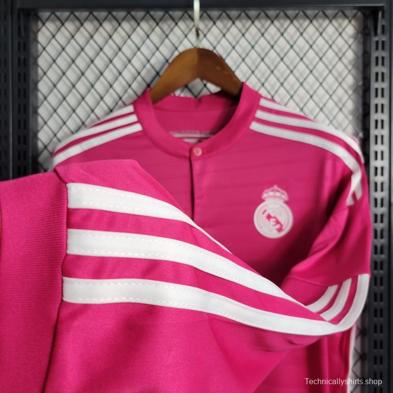 Retro 14-15 Long Sleeve Real Madrid Away Pink Jersey