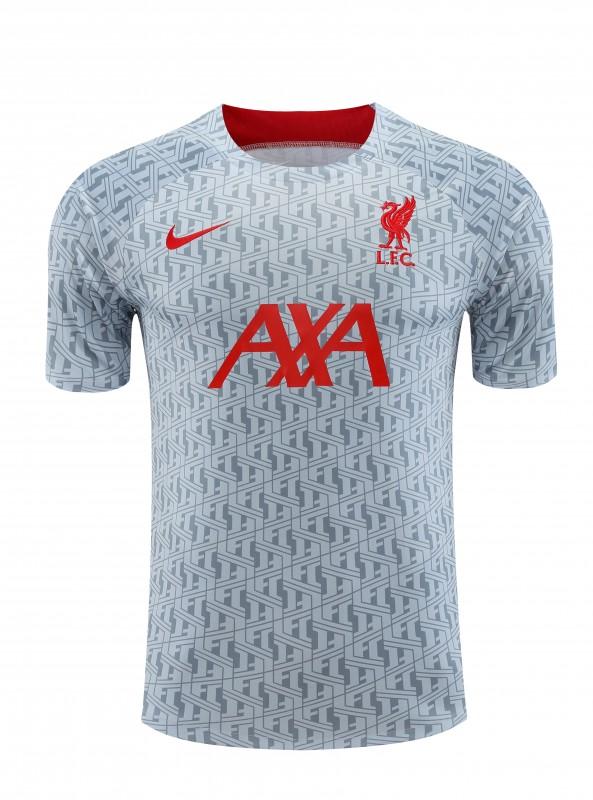 23-24 Liverpool White/Grey Grid Short Sleeve+Shorts