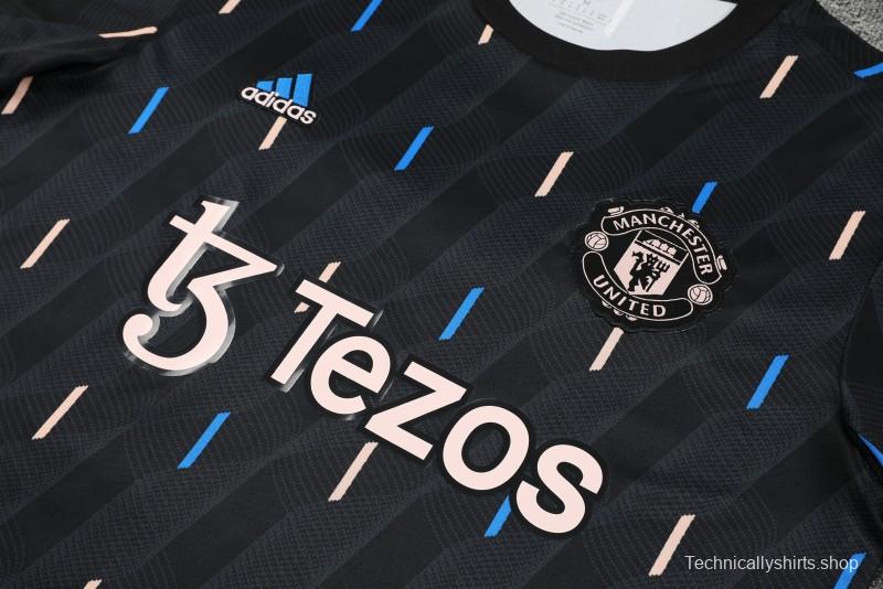 23-24 Manchester United Black Pattern Short Sleeve+Shorts