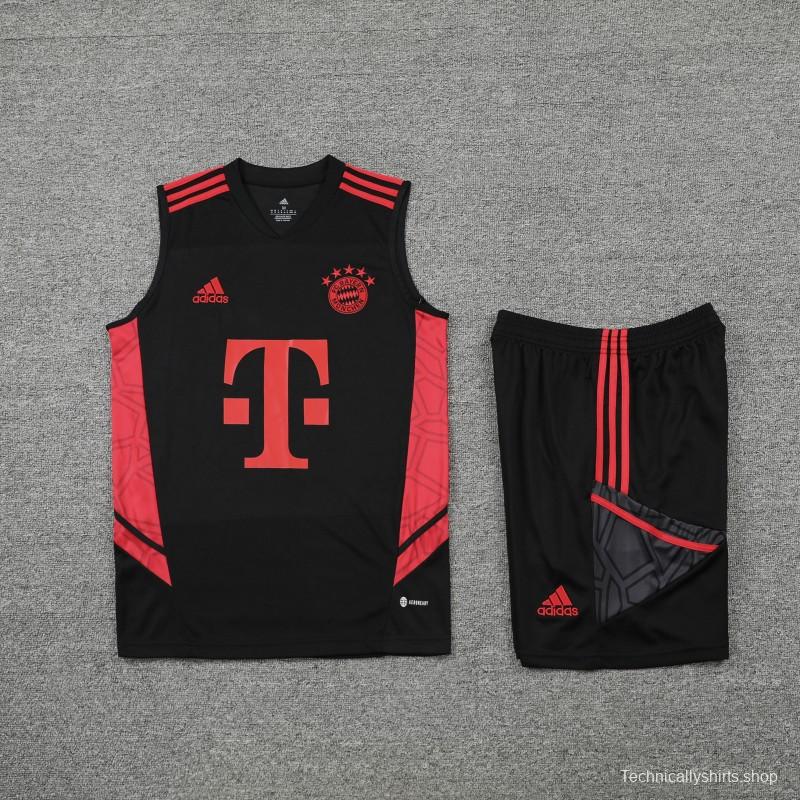 23-24 Bayern Munich Black Red Vest Jersey+Shorts