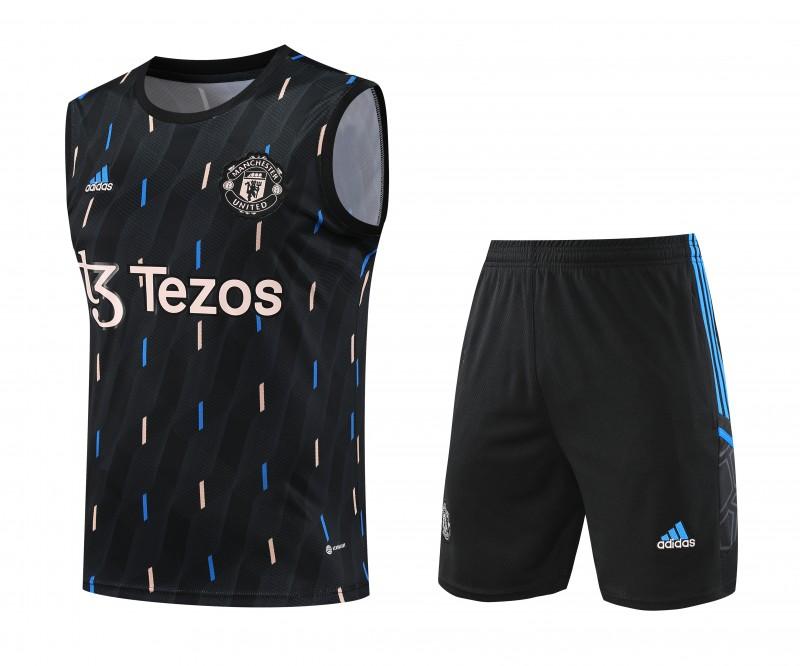 23-24 Manchester United Black Vest Jersey+Shorts