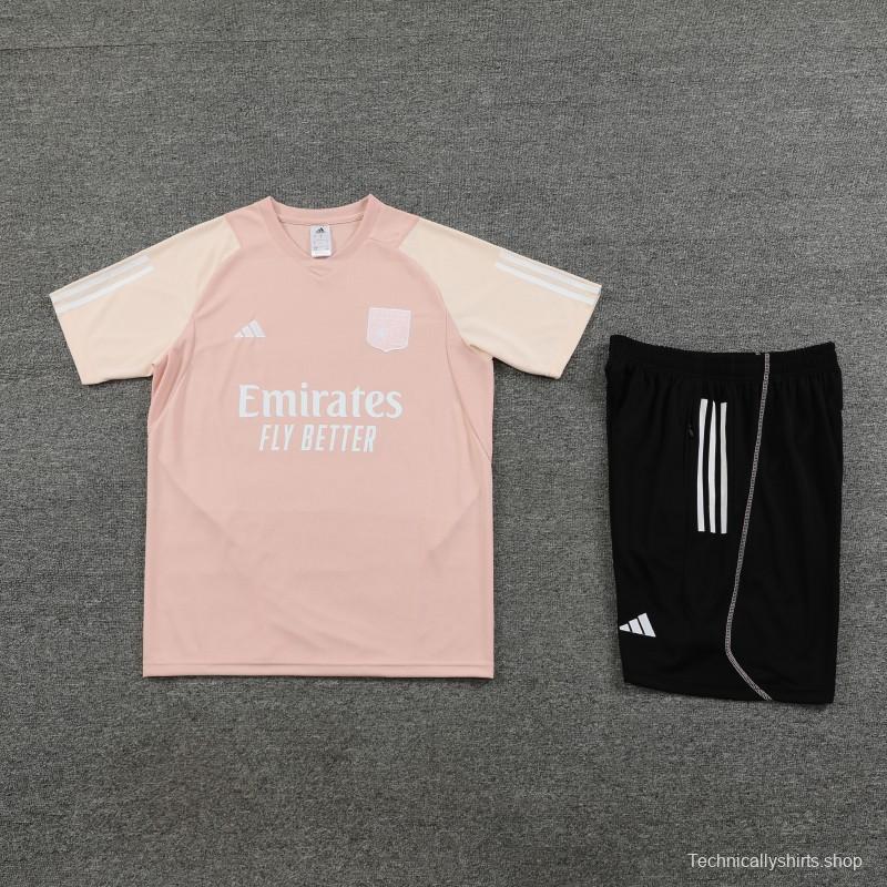 23 24 Olympique Lyonnais Lyon Pink Short Sleeve+Shorts