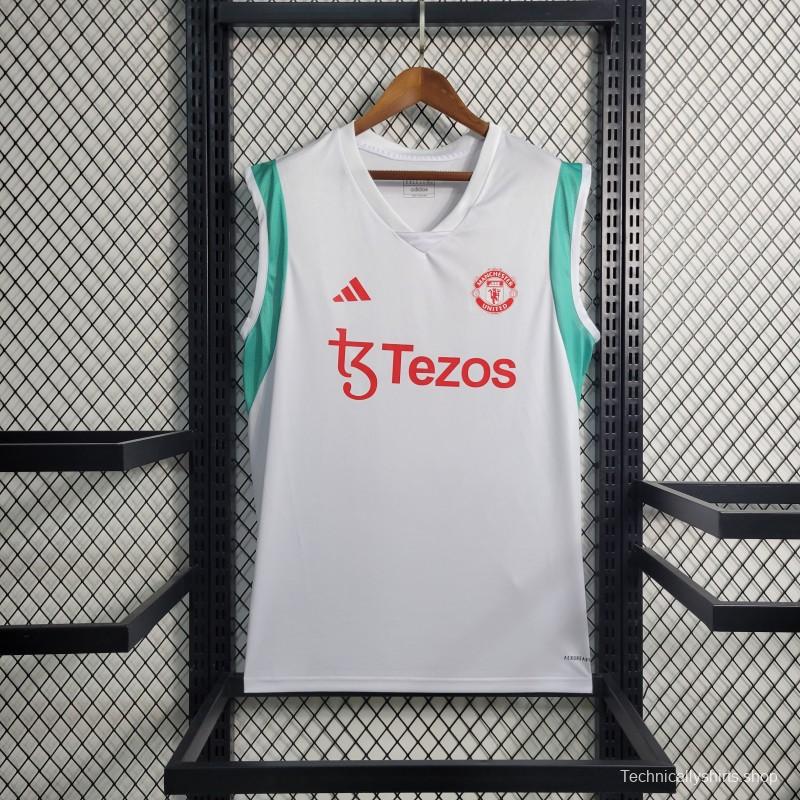 23-24 Manchester United White Training Vest Jersey