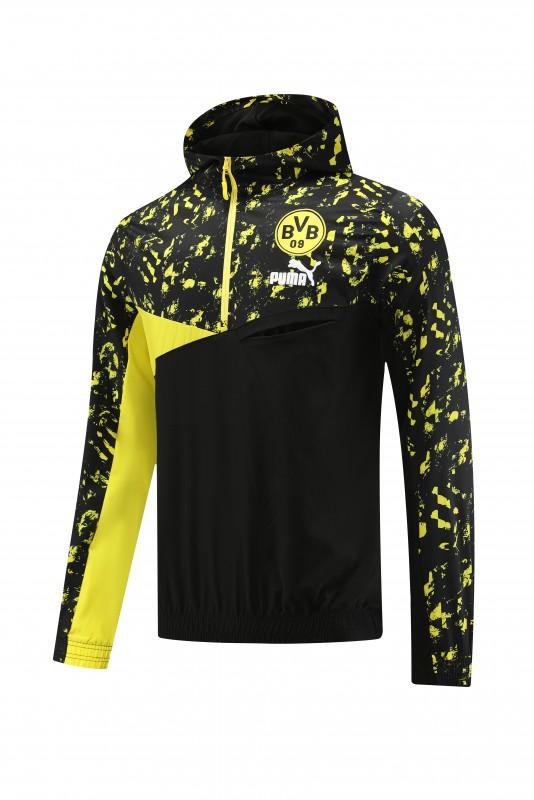 23/24 Borussia Dortmund Black/Yellow Half Zipper Windbreaker Jacket+Pants