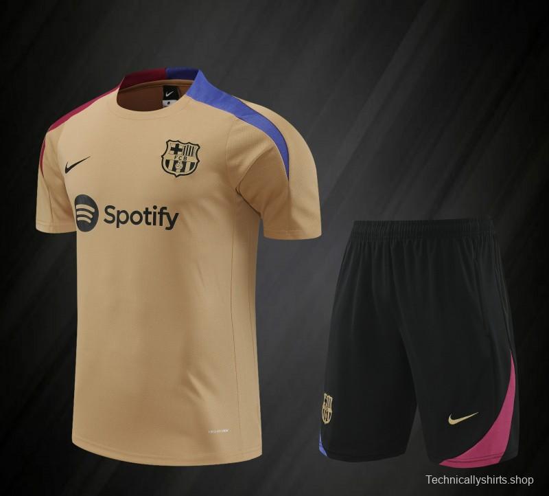 23/24 Barcelona Brown Cotton Short Sleeve Jersey+Shorts