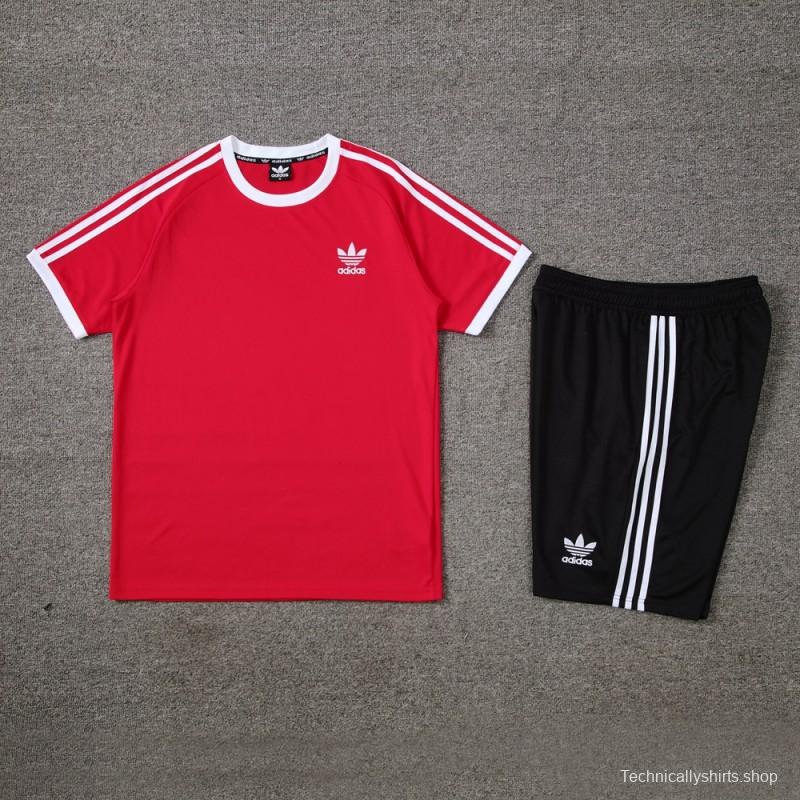 24/25 Adidas Original Red Short Sleeve Jersey+Shorts