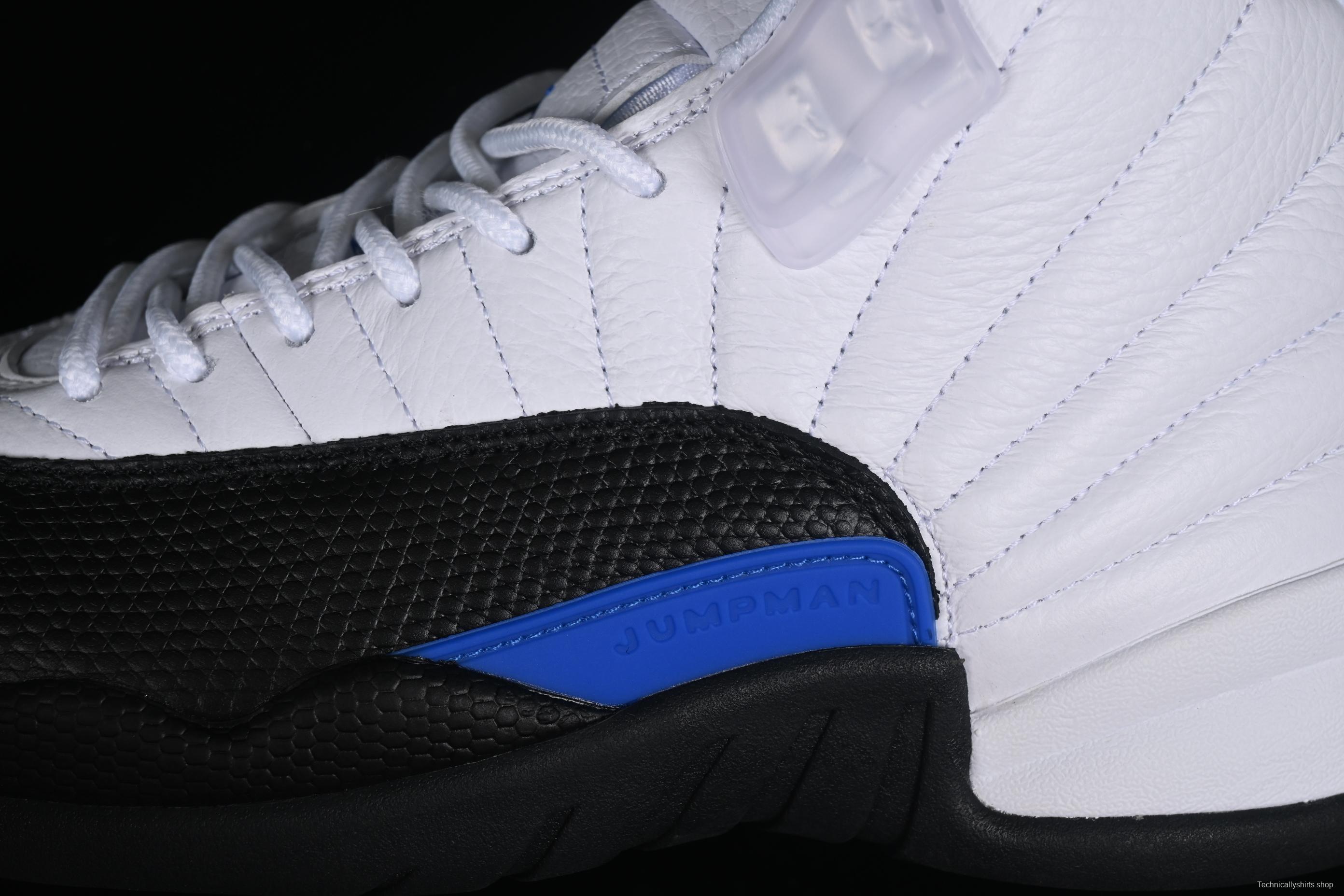 Nike Air Jordan 12 Retro Basketball Shoes in White Black Blue - CT8013-140